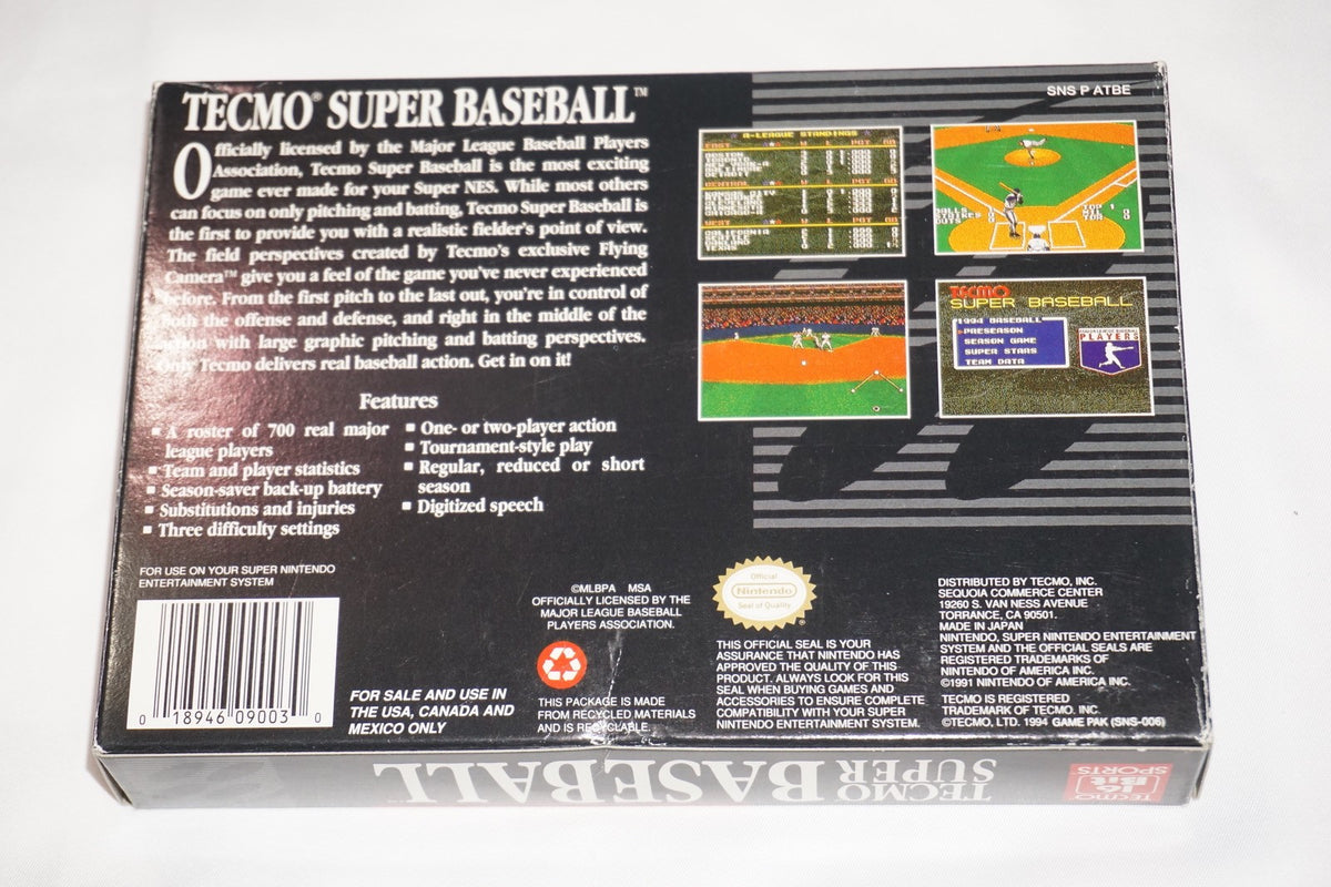 Tecmo Super Baseball (Super Nintendo SNES) Complete in Box CIB