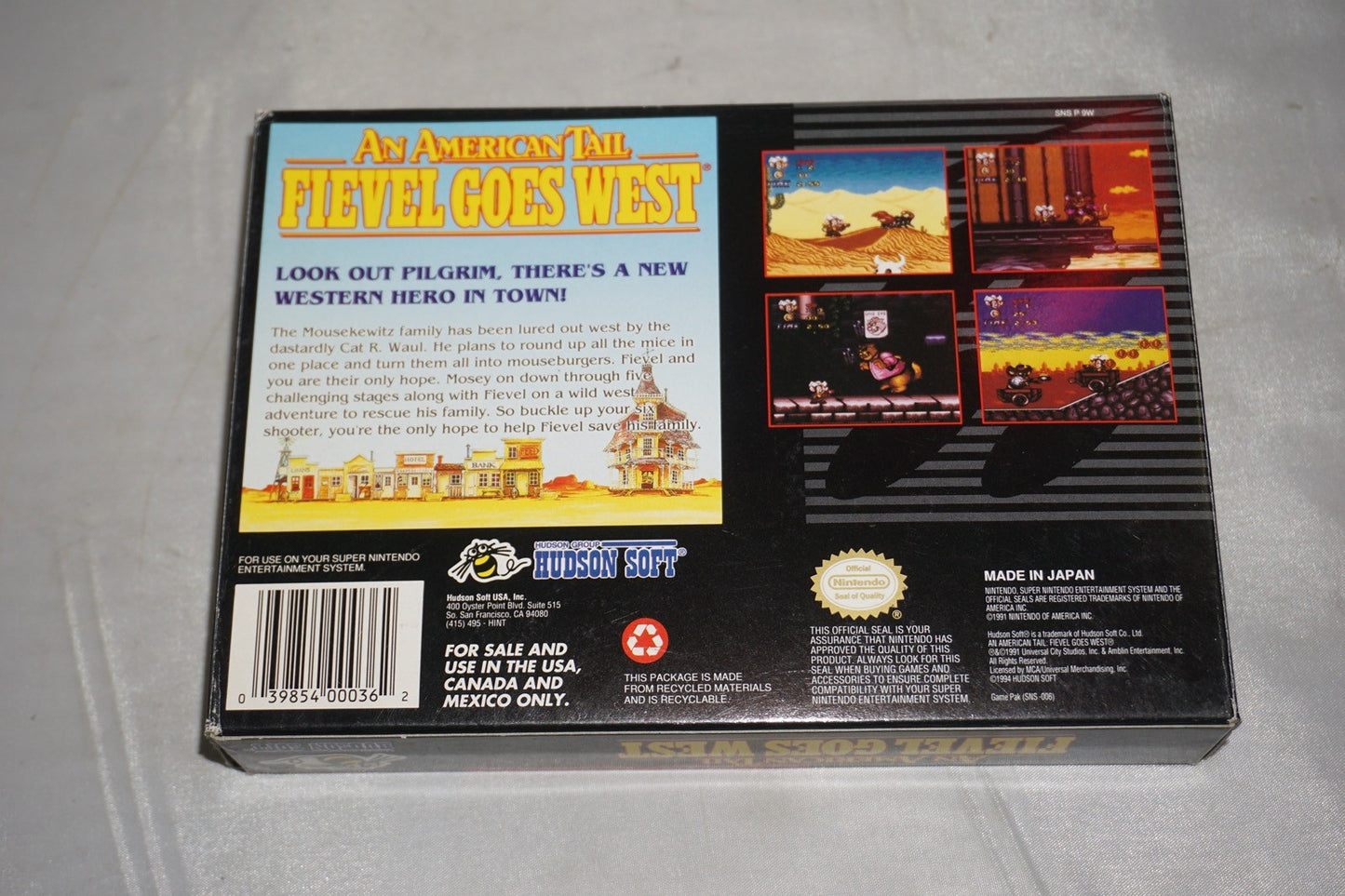 An American Tail Fievel Goes West (Super Nintendo SNES) Complete in Box CIB