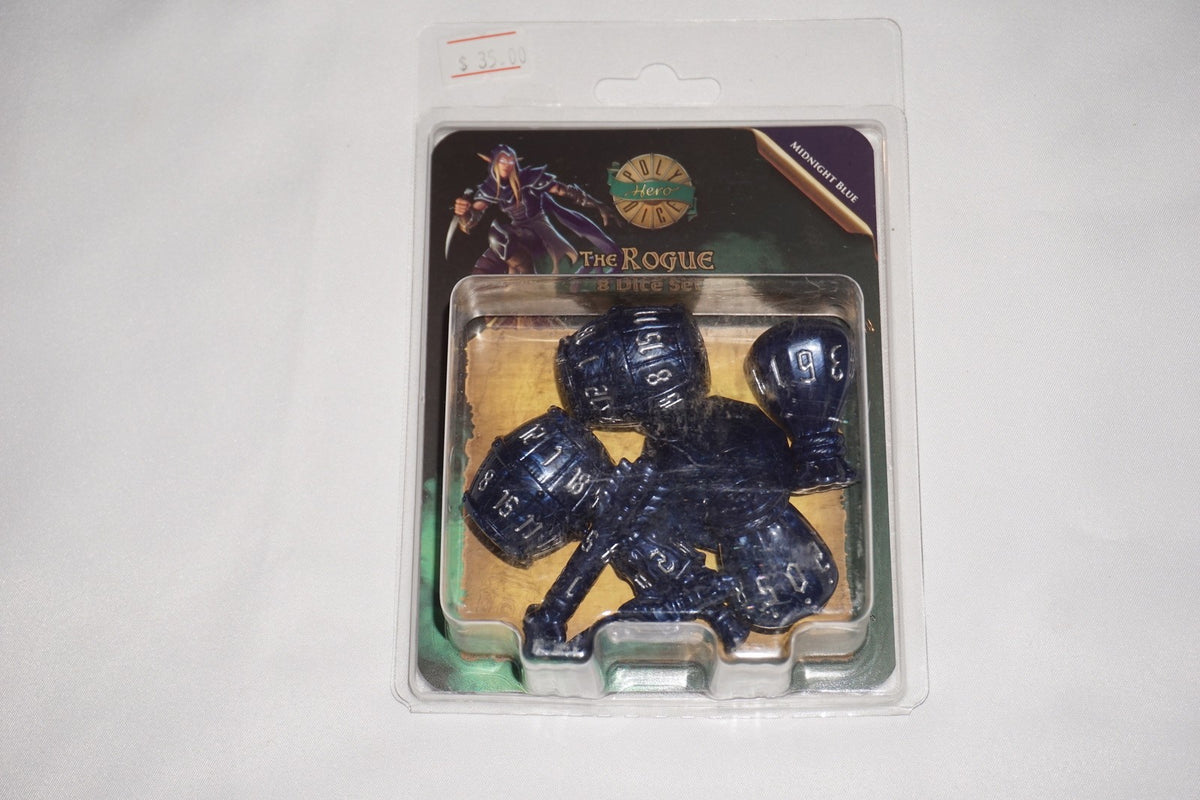 PolyHero Rogue 8 Dice Set Midnight Blue & Silver Starlight NEW Sealed