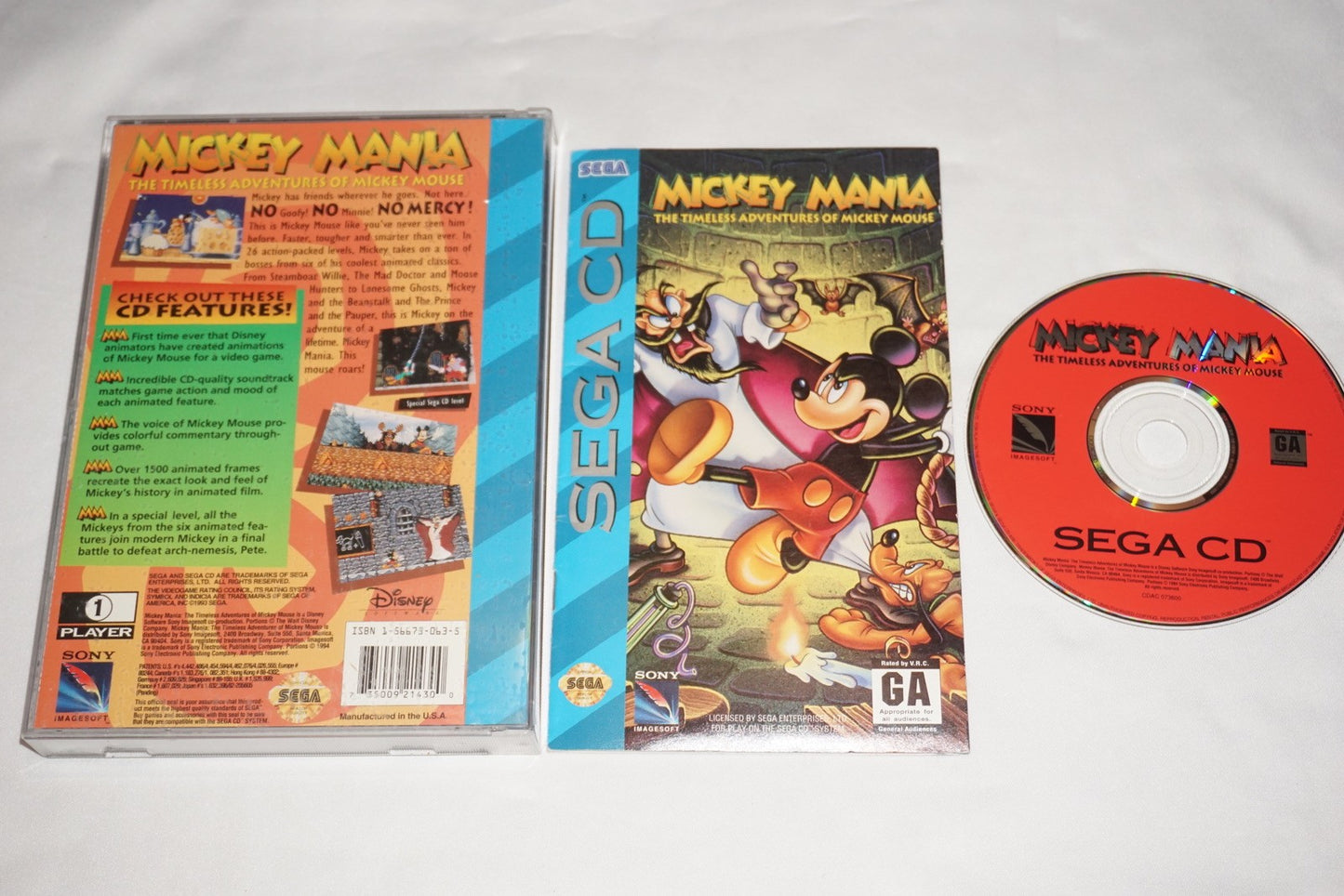 Mickey Mania (Sega CD) Complete w/ Reg Card