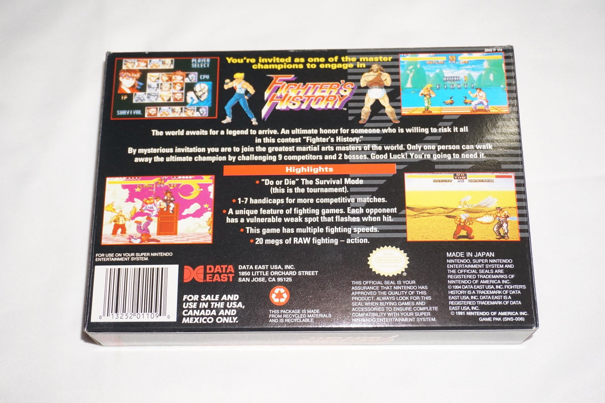 Fighter's History (Super Nintendo SNES) Complete in Box CIB