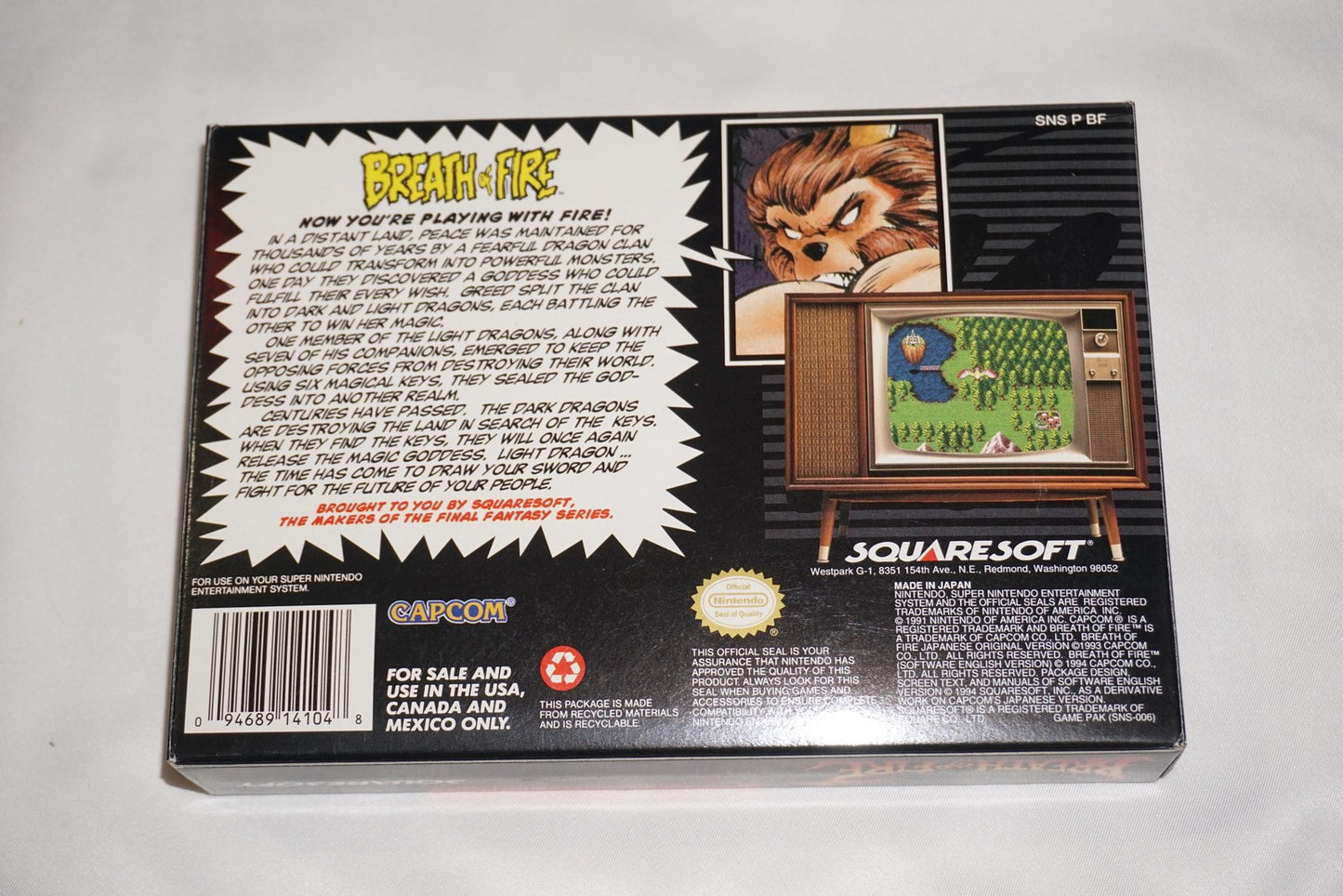 Breath of Fire 1 (Super Nintendo SNES) Complete in Box w/ Reg Charts CIB