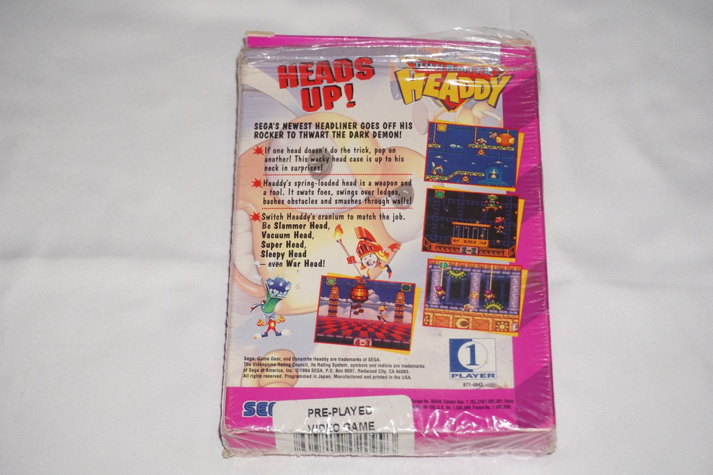 Dynamite Headdy (Sega Game Gear) Complete in Box