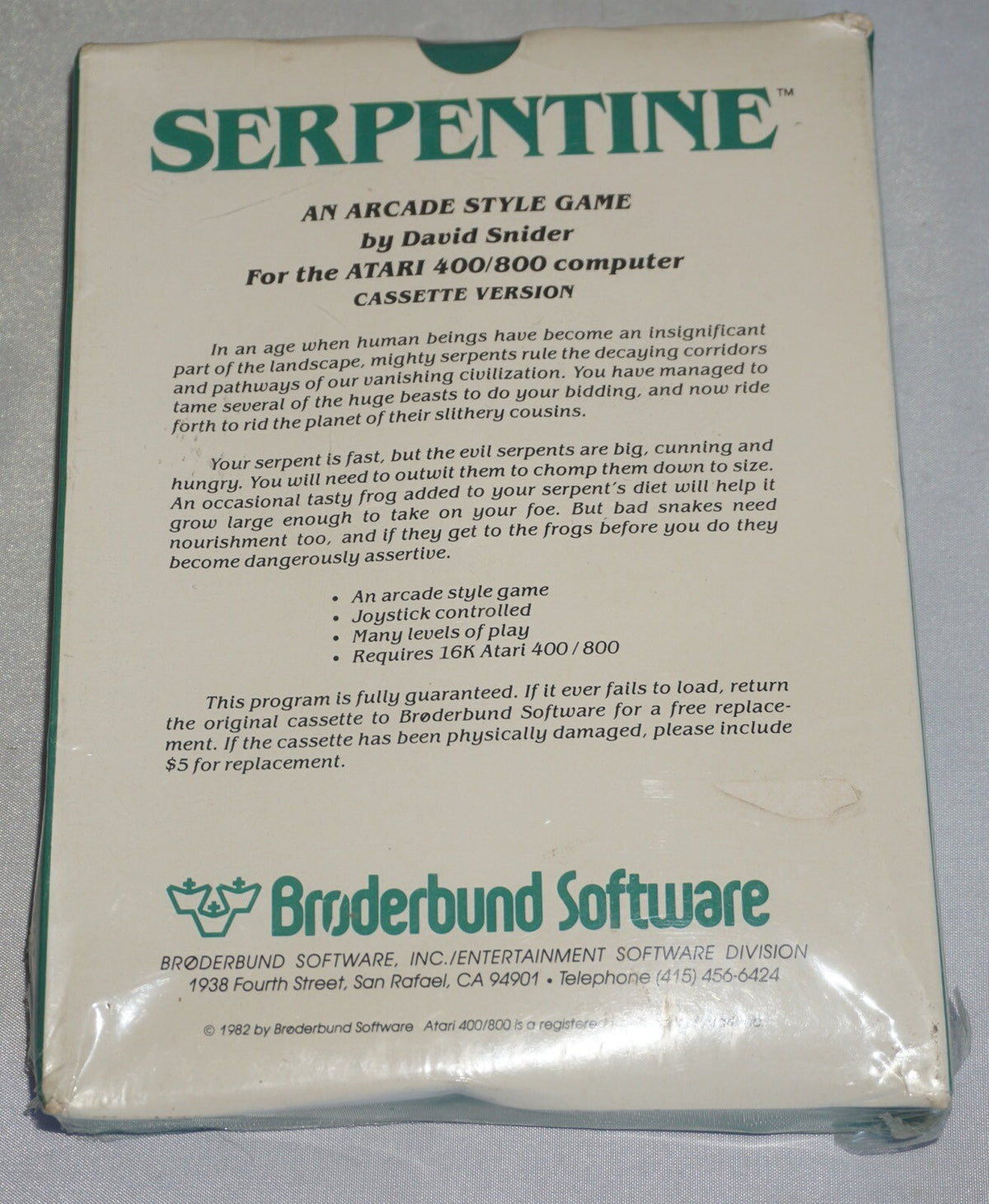 Serpentine (Atari 400/800) NEW Factory Sealed