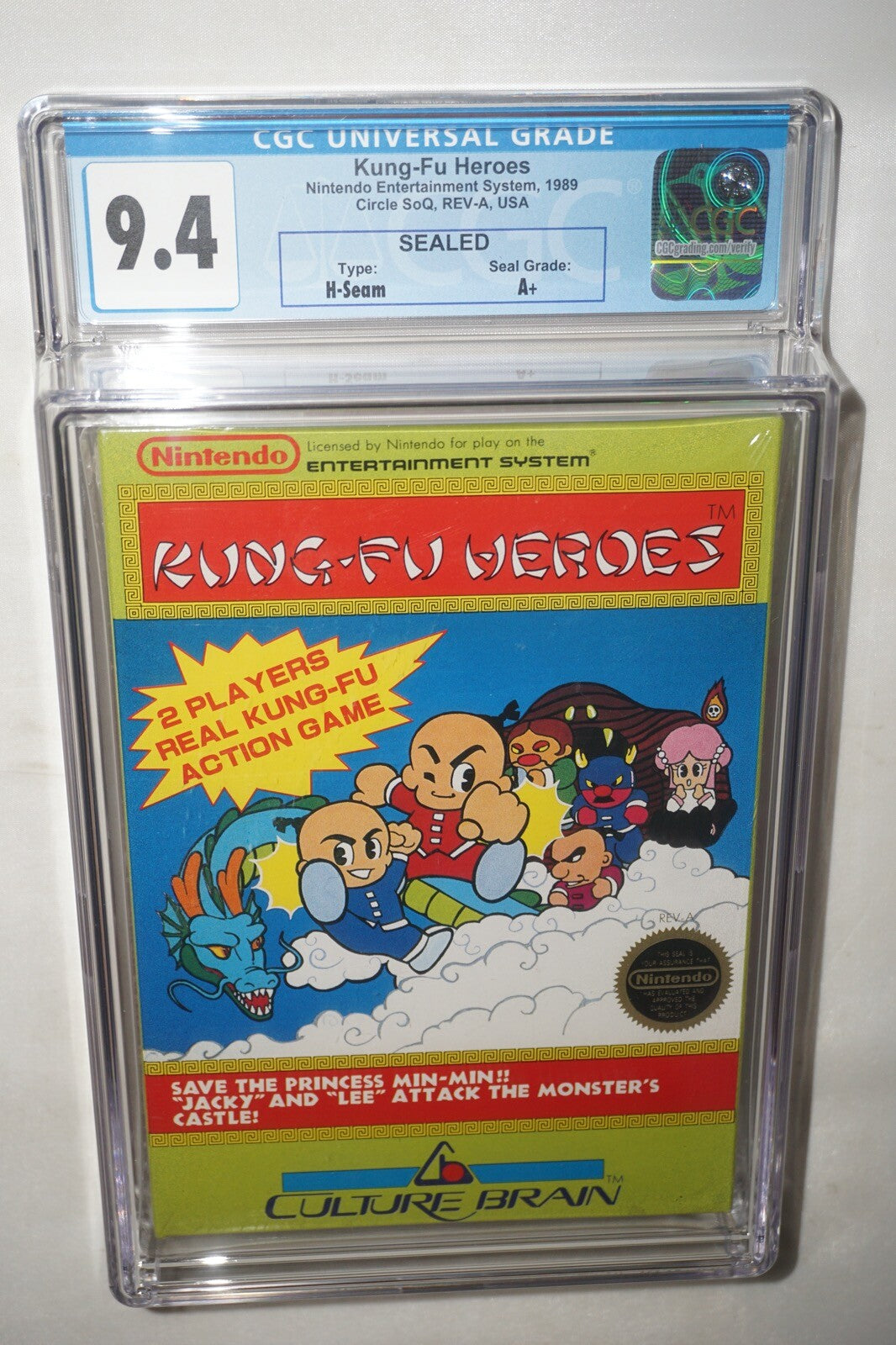 Kung Fu Heroes (Nintendo NES) CGC 9.4 A+ NEW Sealed