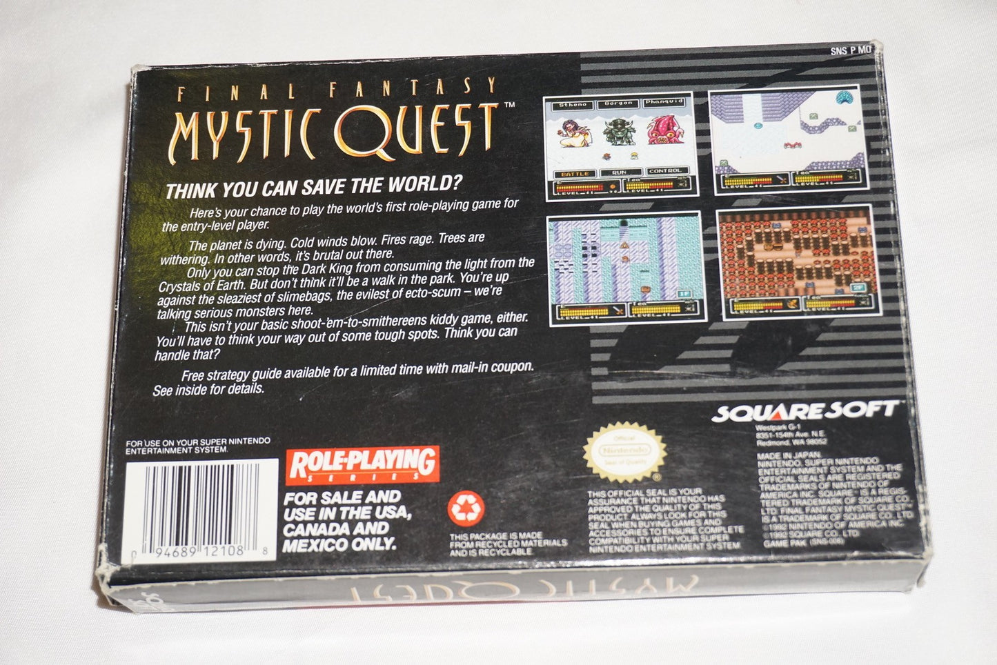 Final Fantasy Mystic Quest (Super Nintendo SNES) Complete in Box CIB