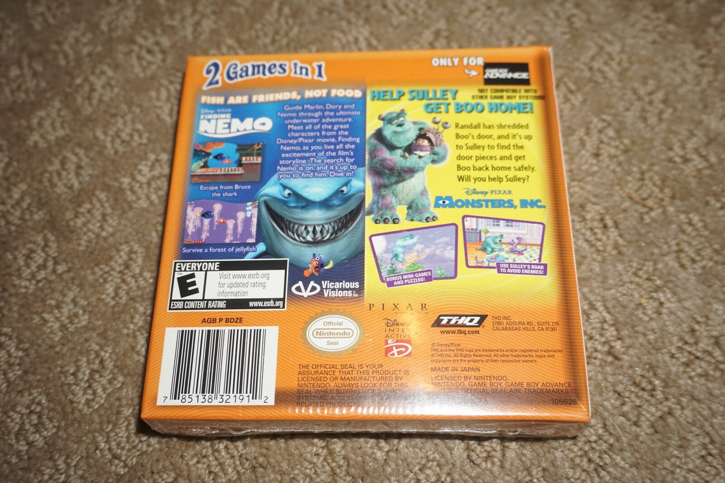 Finding Nemo/Monsters Inc (Nintendo Gameboy Advance GBA) NEW Factory Sealed