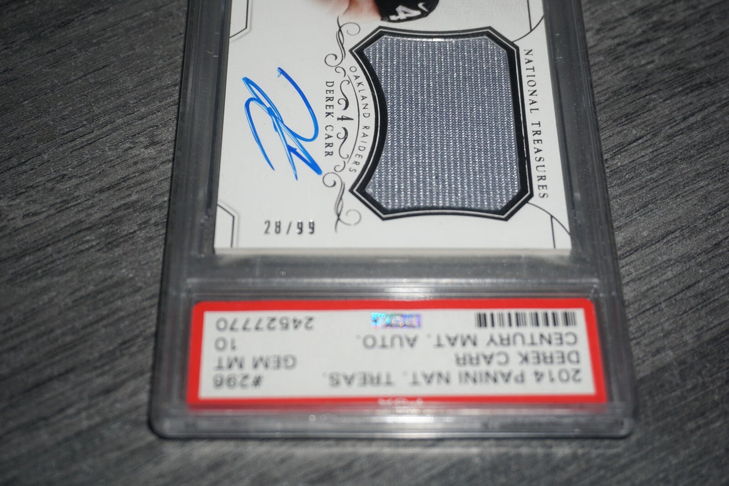 2014 Panini National Treasures Derek Carr Century RPA Autographed PSA 10 /99
