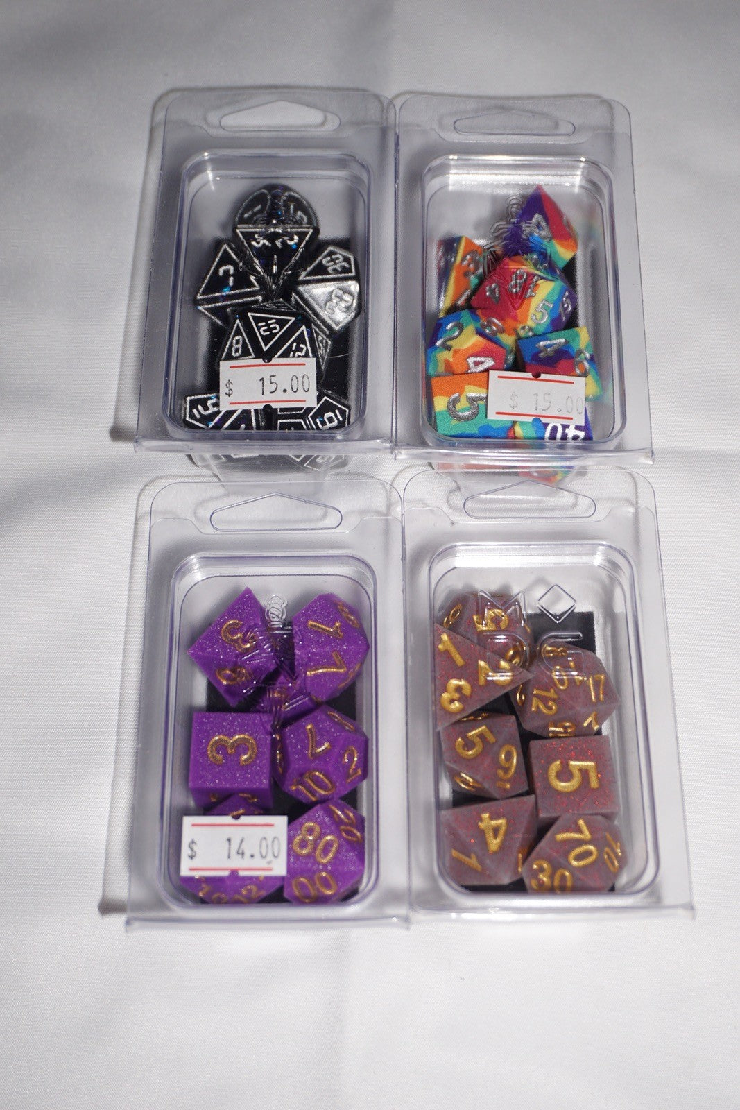 Fanroll Mdg 16mm Sharp Edge Silicone Dice Set Set Of 4 Dice Set Lot NEW Rainbow