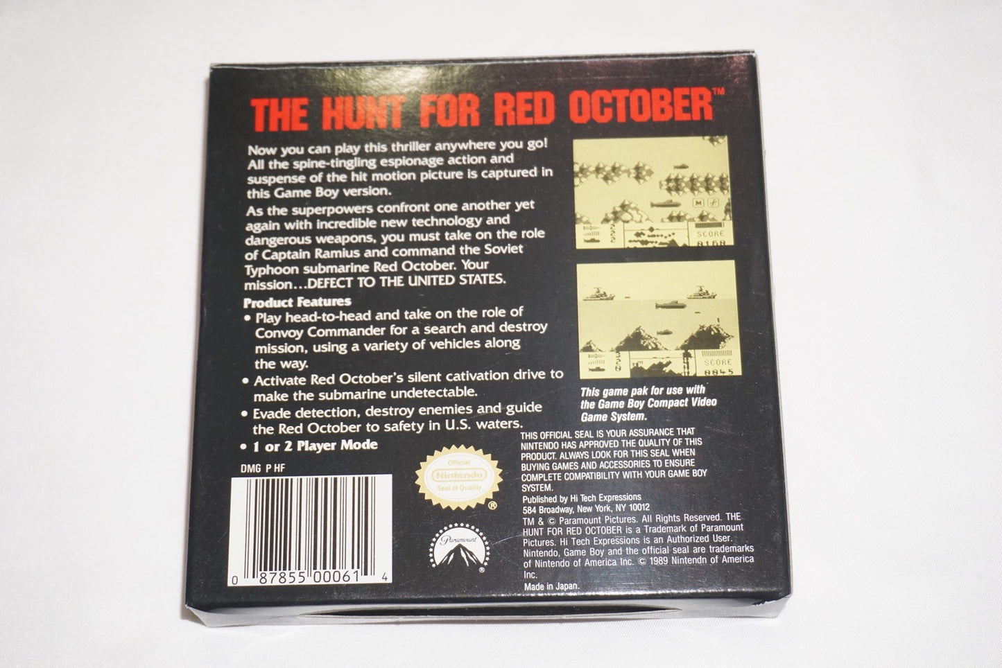 Hunt for the Red October (Nintendo Game Boy Gameboy) Complete in Box w/ Reg CIB