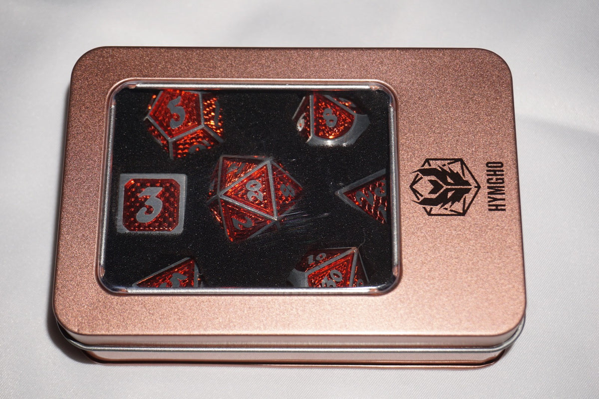 Hymgho Behemoth Brushed Red Metal Dice Set D&D NEW Sealed