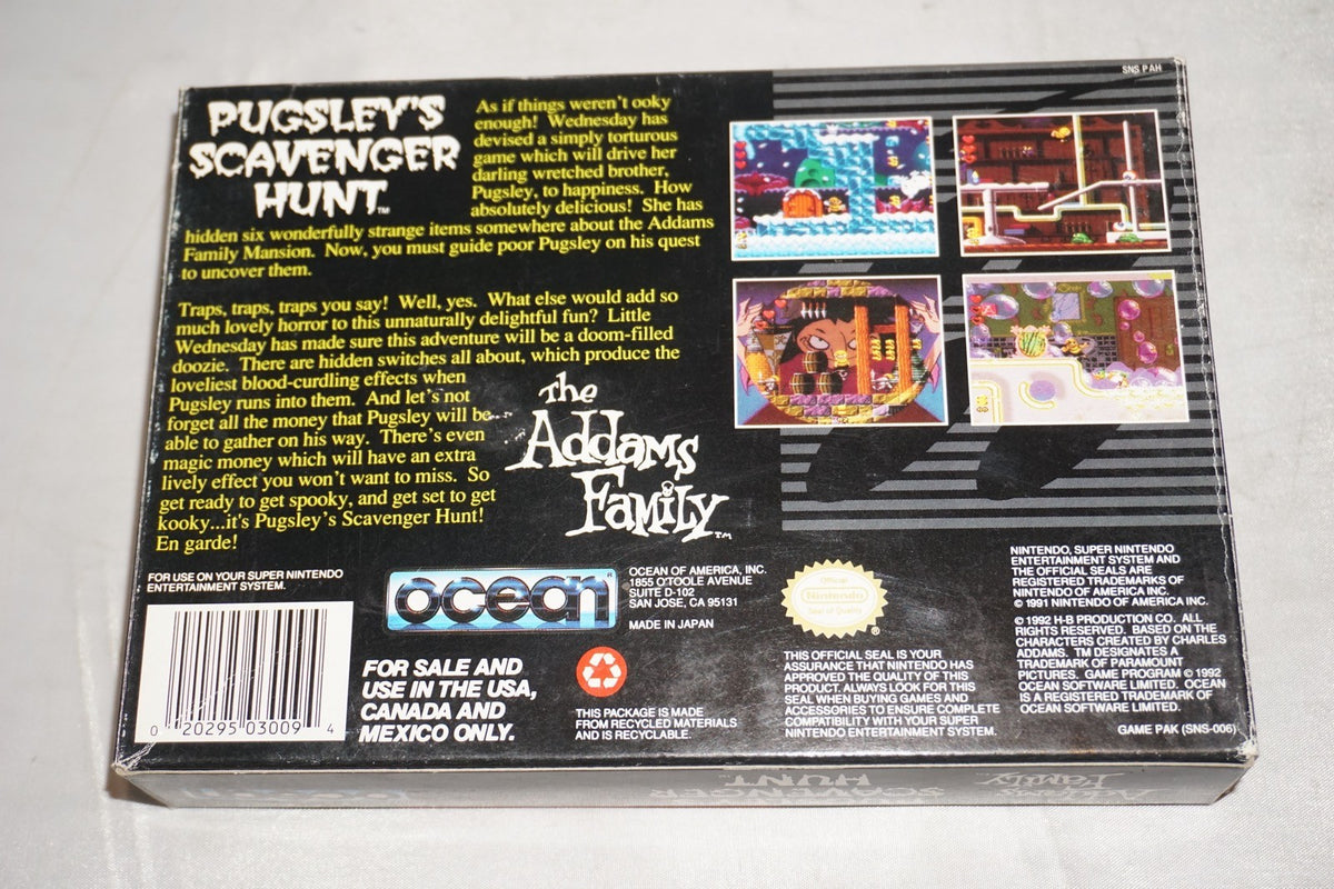 Pugsley's Scavenger Hunt Addams Family (Super Nintendo SNES) Complete in Box CIB