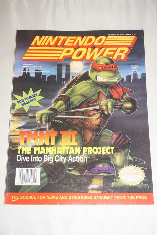 Nintendo Power Vol 33 TMNT III Turtles Magazine #2 Poster NM