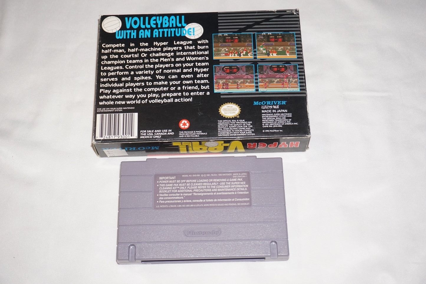Hyper V Ball Volleyball (Super Nintendo SNES) with Box No Manual
