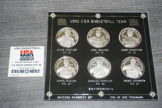 1992 USA Basketball DREAM TEAM Matched Number Set of 6 #10-15 Silver Coin