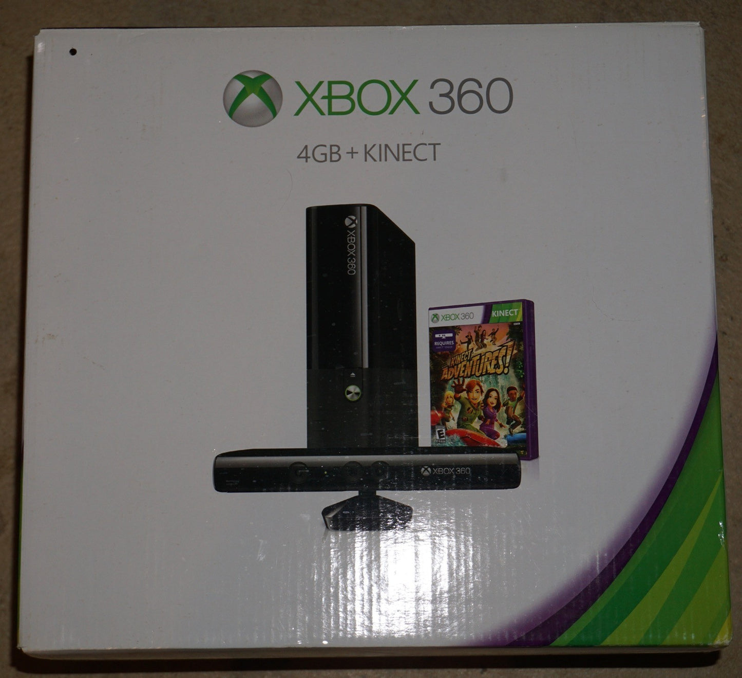 Black Microsoft Xbox 360 4 gb E System Console NEW Sealed Kinect Adventures