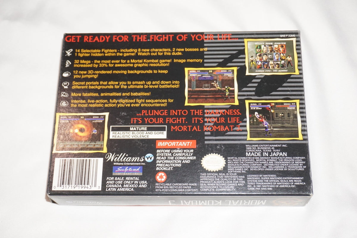 Mortal Kombat 3 III (Super Nintendo SNES) Complete in Box w/ Reg CIB