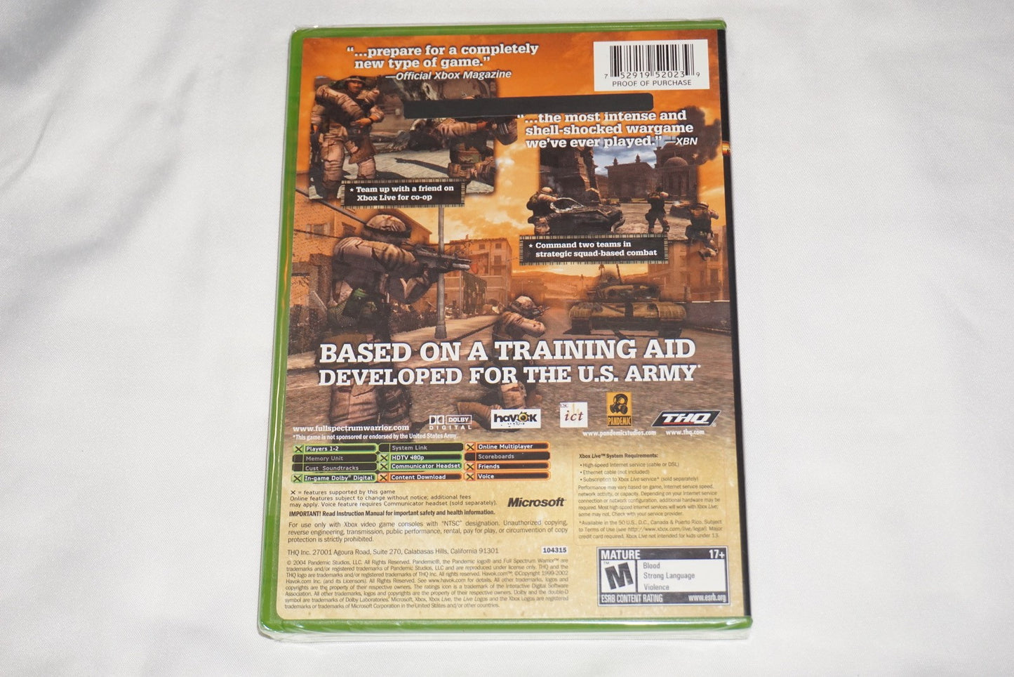 Full Spectrum Warrior (Microsoft Xbox) NEW Sealed