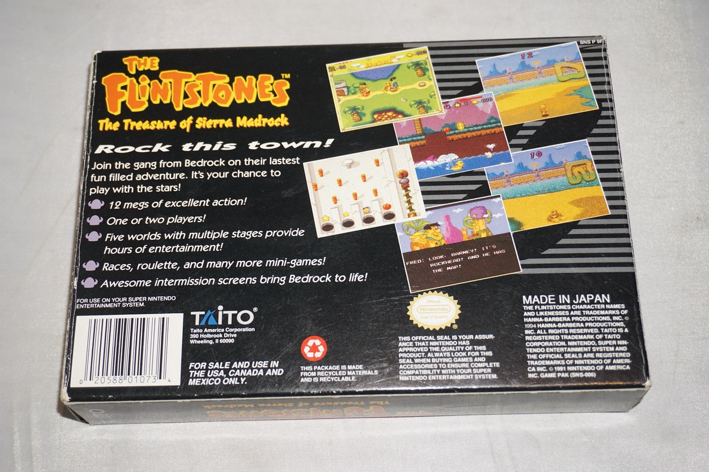 Flintstones Treasure of the Sierra Madrock (Super Nintendo SNES) with Box