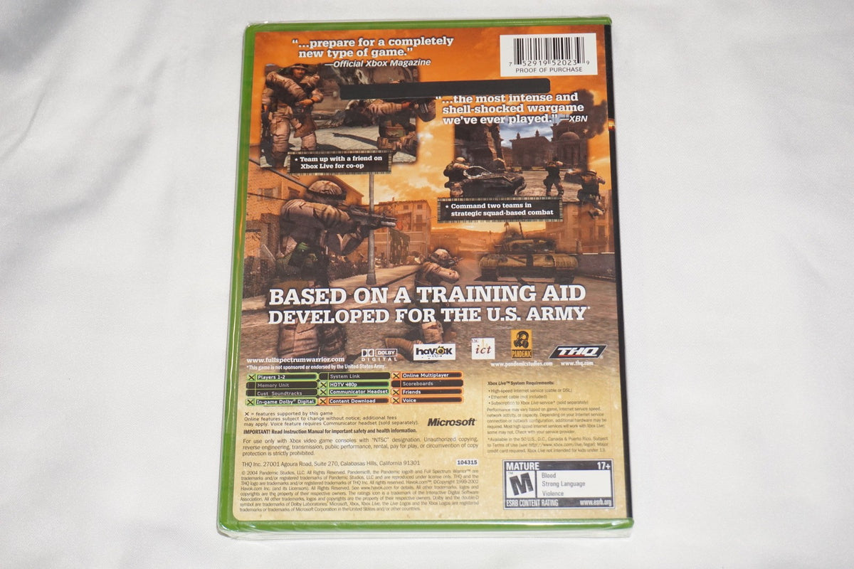 Full Spectrum Warrior (Microsoft Xbox) NEW Sealed
