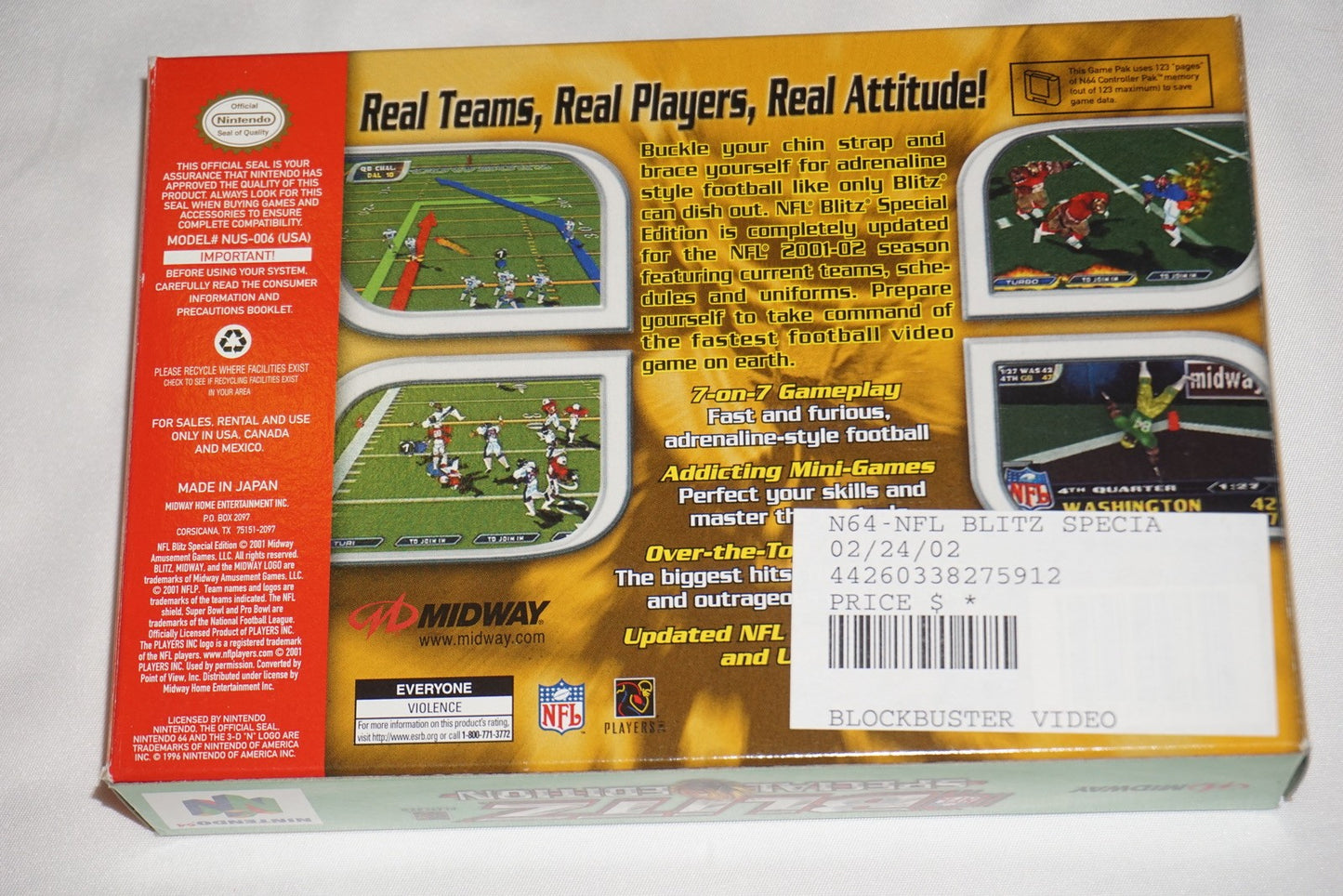 NFL Blitz: Special Edition (Nintendo 64 N64) with Box No Manual