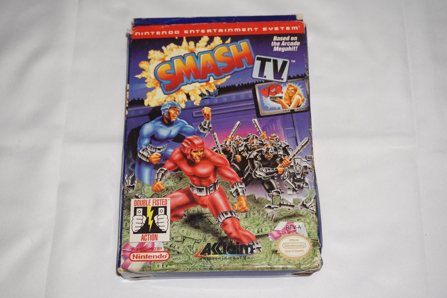 Smash Tv T.V (Nintendo NES) Complete in Box w/ Reg Poster CIB