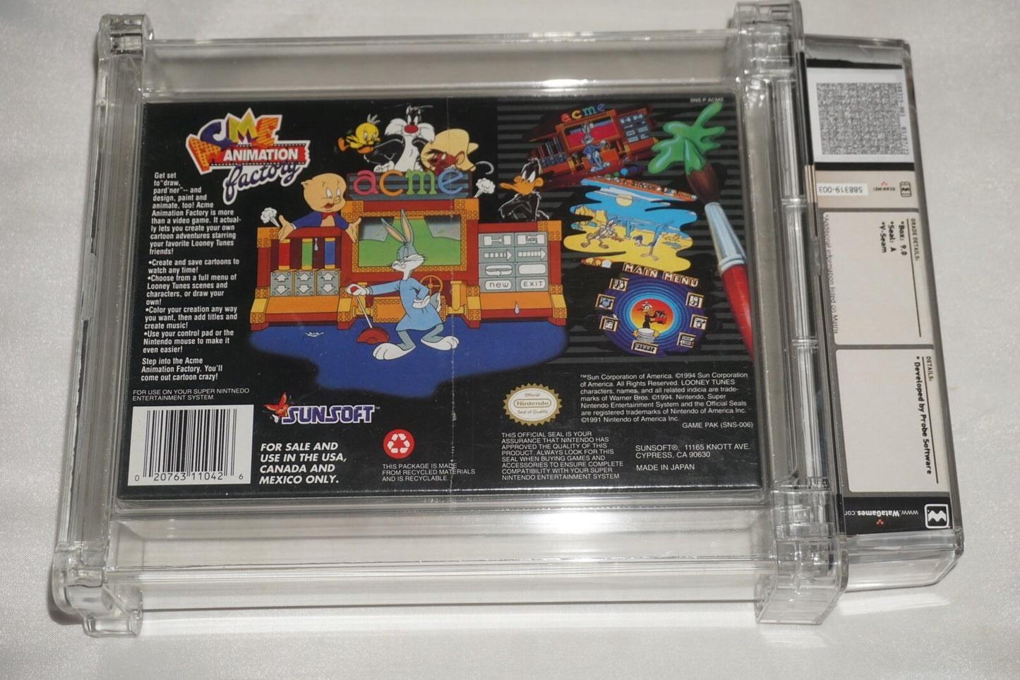 Acme Animation Factory MIJ (Super Nintendo SNES) NEW Sealed WATA 9.0 A