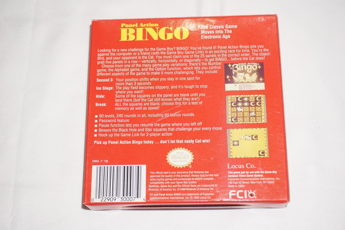 Panel Action Bingo (Nintendo Game Boy Gameboy) Complete in Box CIB