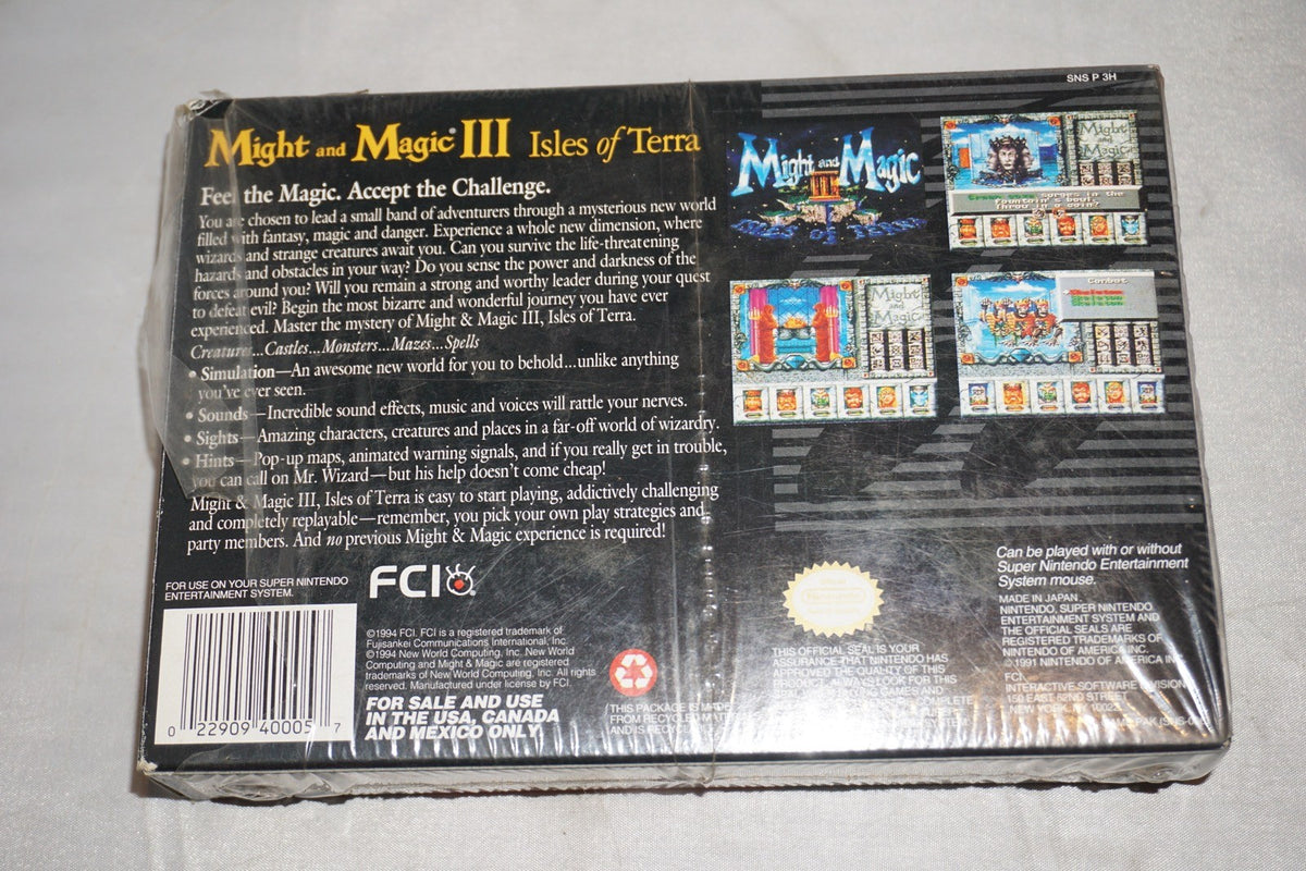 Might & Magic III: Isles of Terra 3 (Super Nintendo SNES) Complete in Box CIB