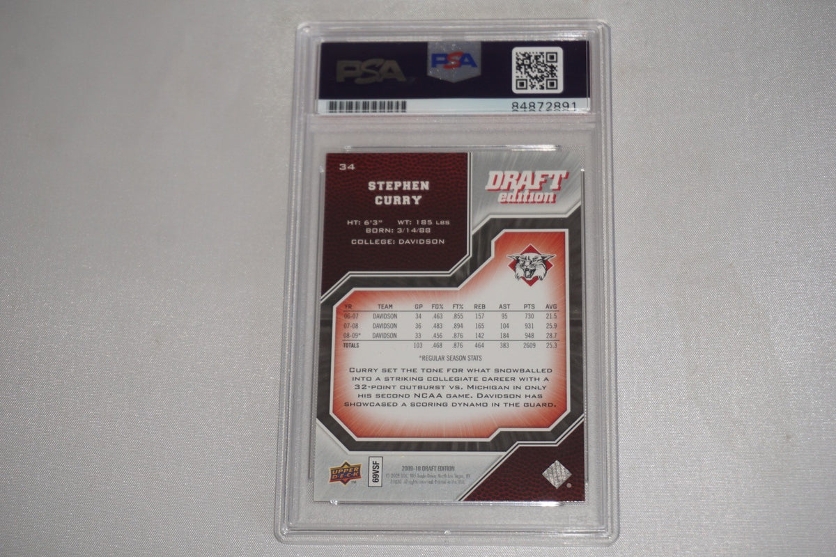 Stephen Curry 2009-2010 UD Upper Deck Draft Edition #34 Auto PSA Gem Mint 10