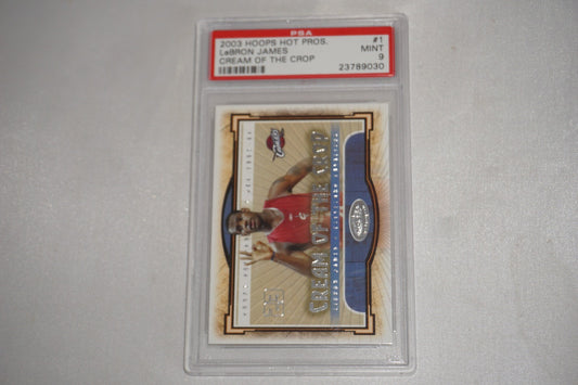 Lebron James 2003-04 Hoops Hot Pros Cream of the Crop #1 PSA Mint 9