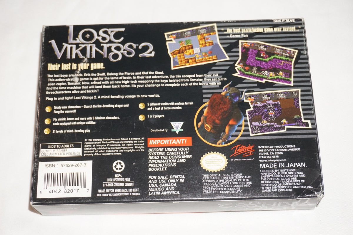 Lost Vikings 2 (Super Nintendo SNES) Complete in Box CIB