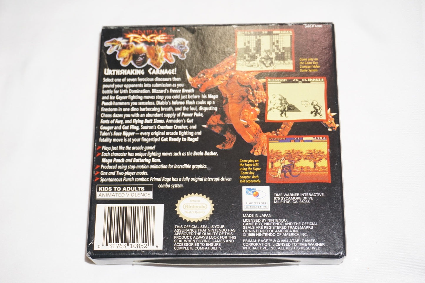 Primal Rage (Nintendo Game Boy Gameboy) Complete in Box CIB