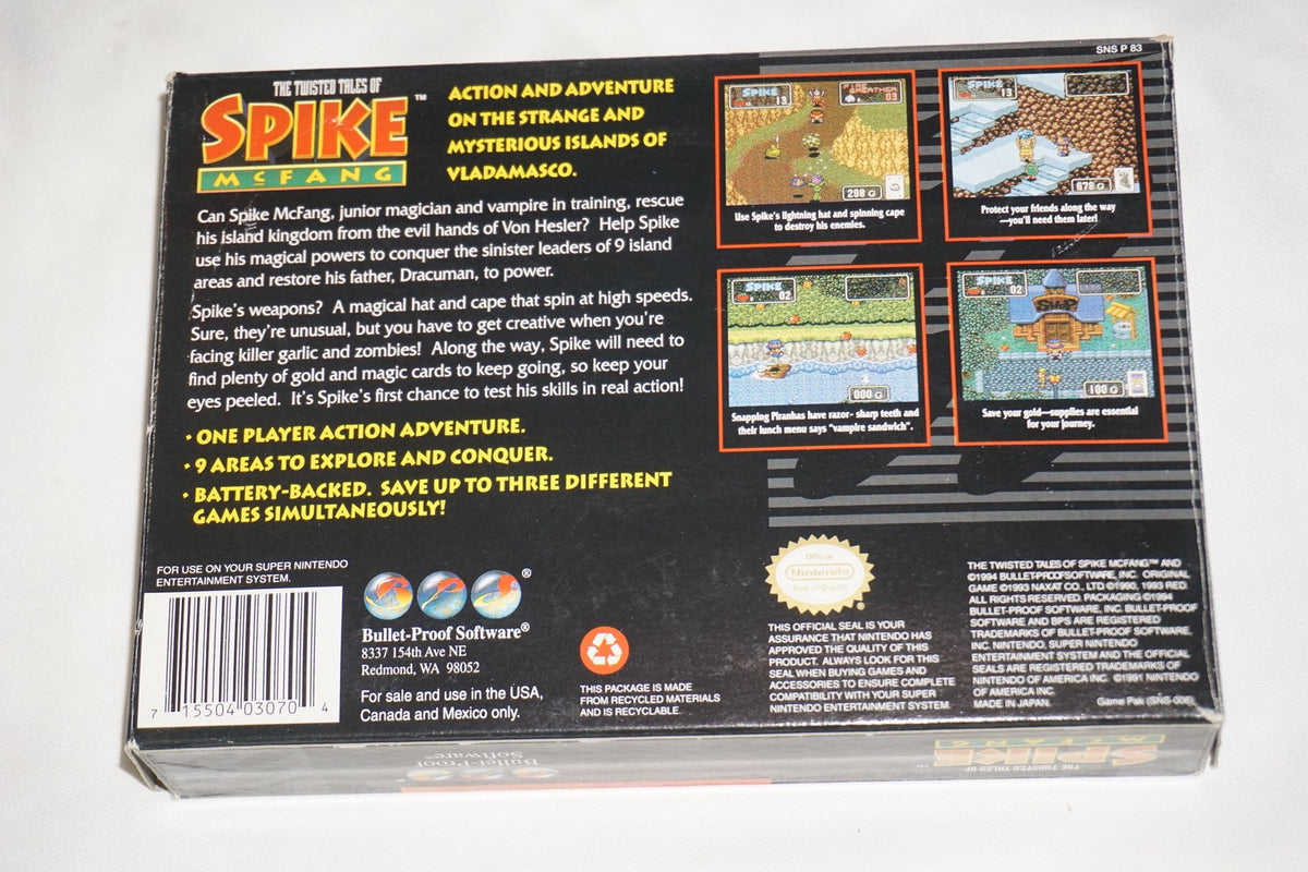 Twisted Tales of Spike McFang (Super Nintendo SNES) Complete in Box CIB
