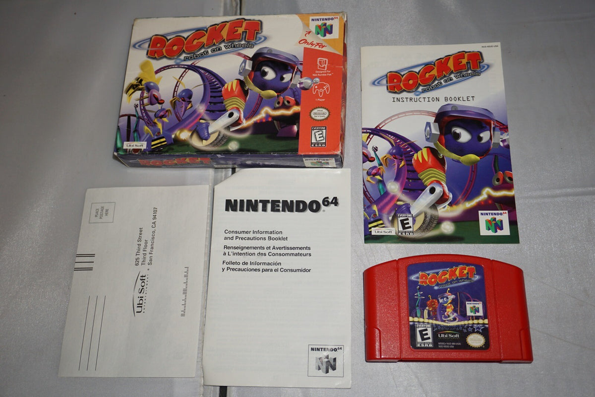 Rocket: Robot on Wheels (Nintendo 64 N64) Complete in Box w/ Reg Card CIB