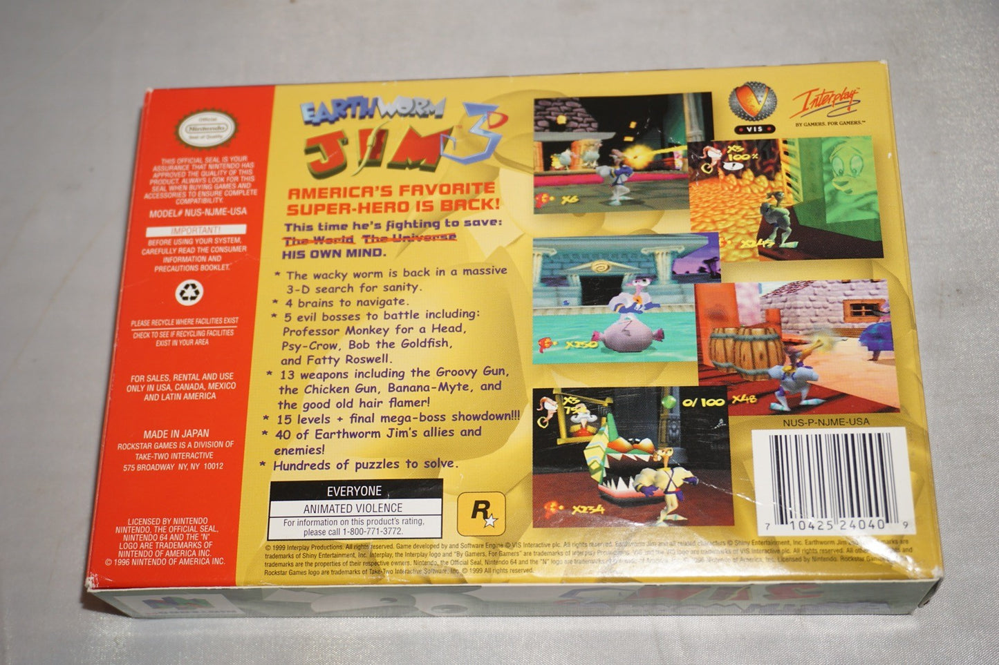 Earthworm Jim 3D (Nintendo 64 N64) Complete in Box CIB