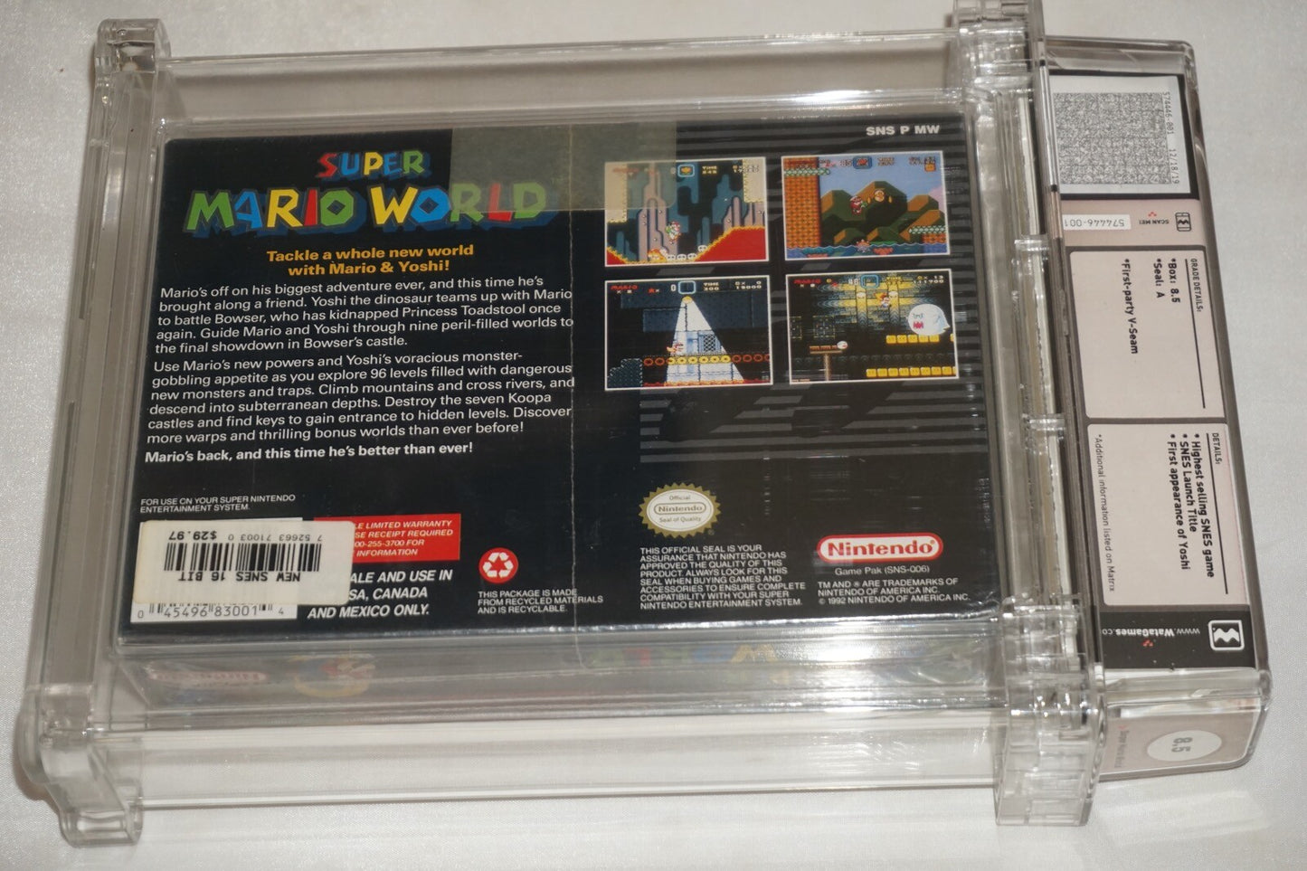 Super Mario World Original Super Nintendo SNES NEW Sealed WATA 8.5 A First Print