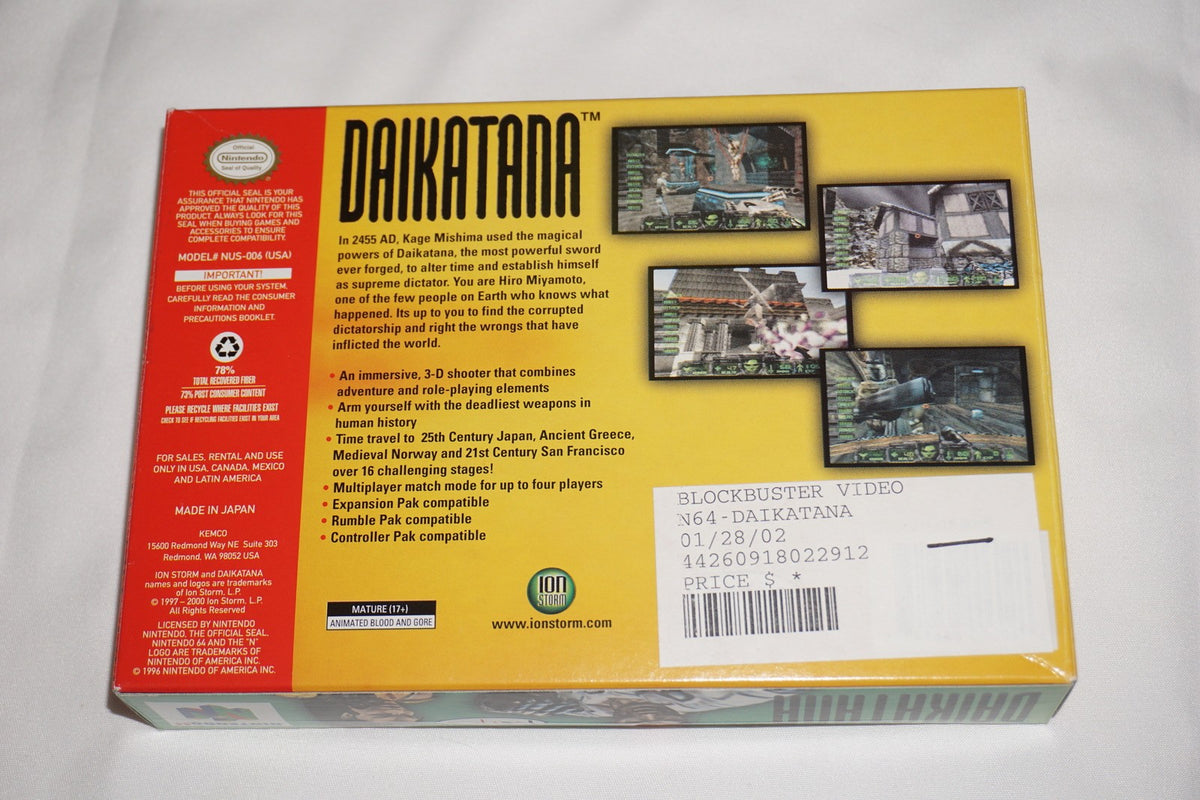 Daikatana (Nintendo 64 N64) Complete in Box CIB