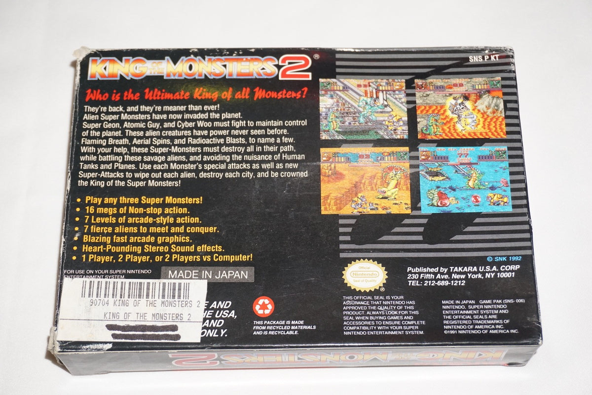 King of Monsters 2 (Super Nintendo SNES) Complete w/ Reg CIB