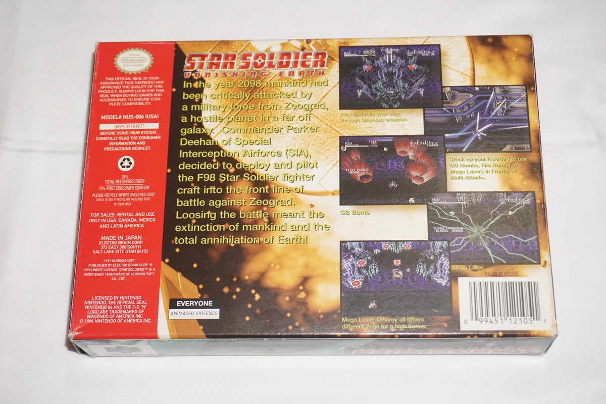 Star Soldier Vanishing Earth (Nintendo 64 N64) Complete in Box CIB