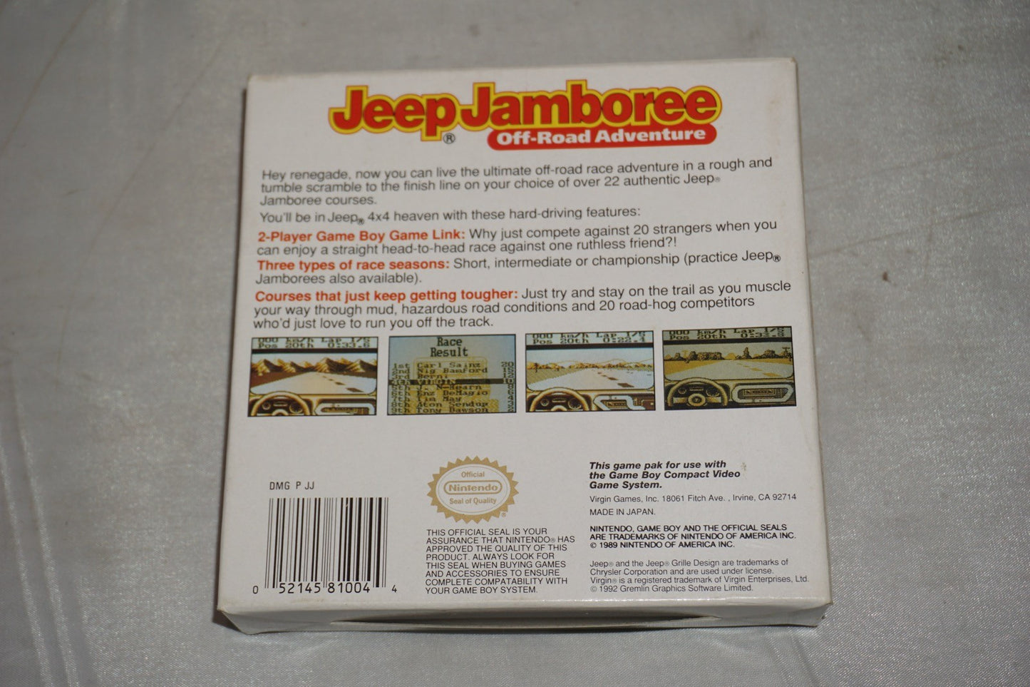 Jeep Jamboree (Nintendo Gameboy Game Boy GB) Complete CIB Authentic