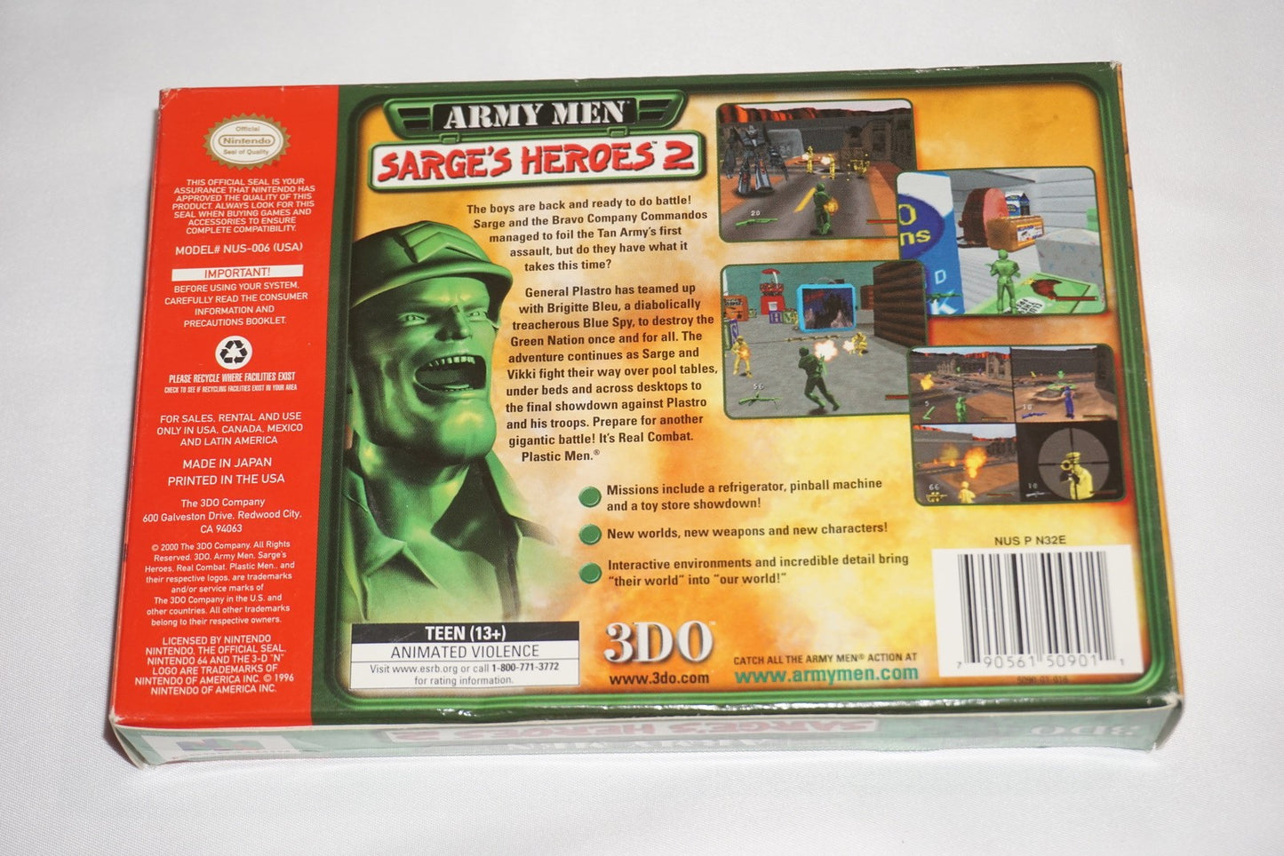 Army Men Sarge's Heroes 2 (Nintendo 64 N64) Complete in Box CIB