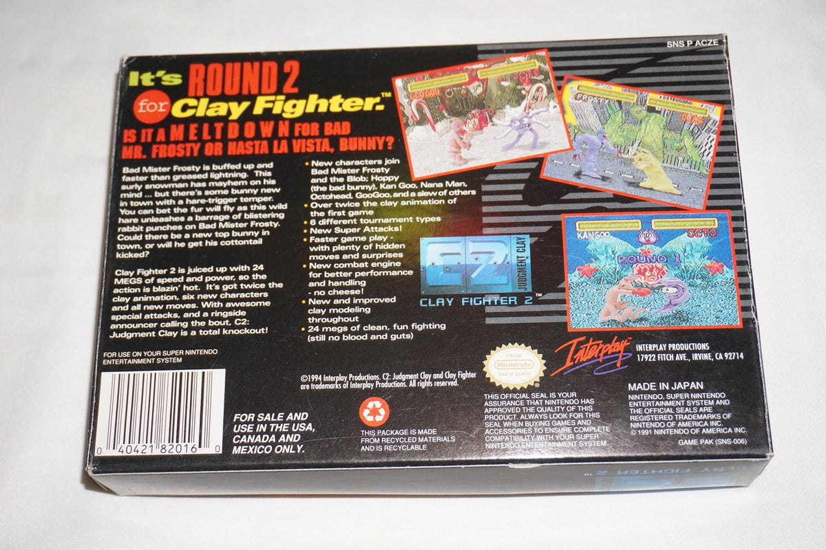C2: Judgment Clay Clayfighter 2 (Super Nintendo SNES) Complete in Box CIB