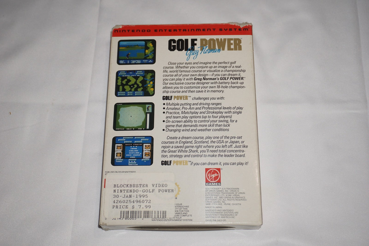 Greg Norman's Golf Power (Nintendo NES) Complete in Box CIB