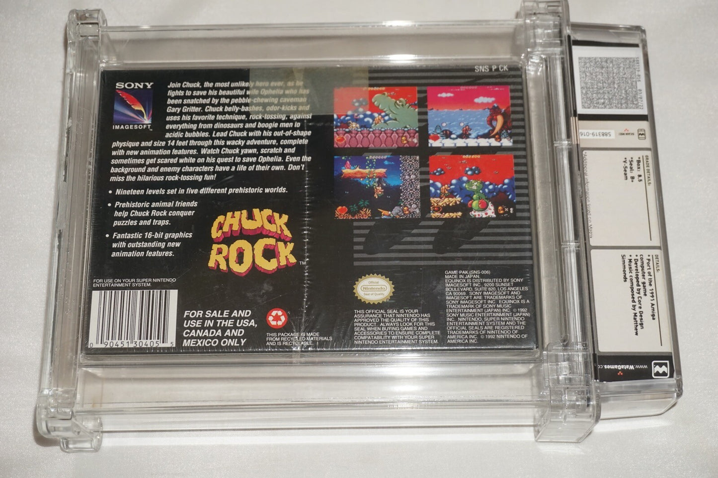 Chuck Rock (Super Nintendo SNES) NEW Sealed WATA 8.5 B+