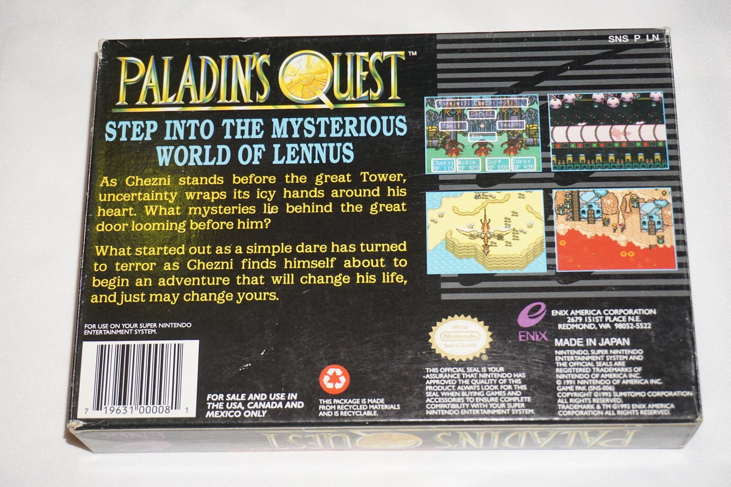 Paladin's Quest (Super Nintendo SNES) Complete in Box w/ Chart CIB