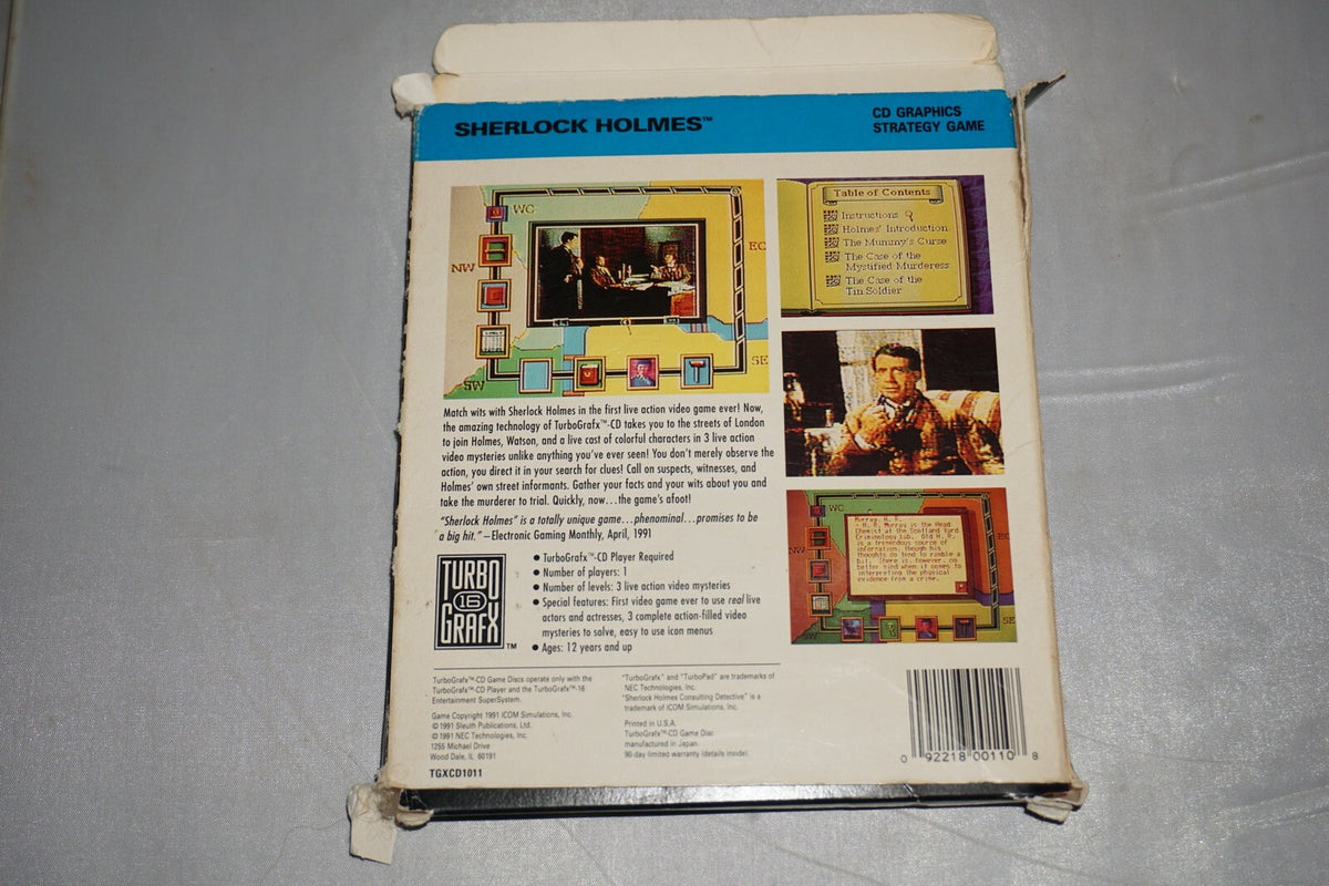 Sherlock Holmes: Consulting Detective (Turbo Grafx CD) Complete in Box CIB