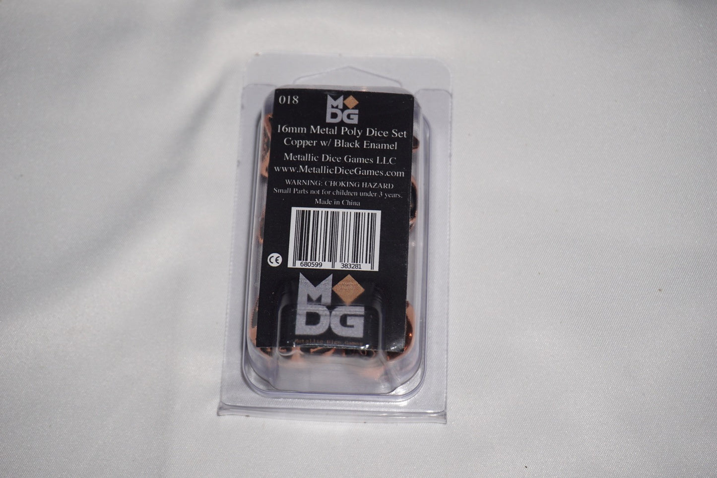 Mdg 16mm Metal Poly Set Copper W/ Black Enamel 018 Dice Set Lot NEW