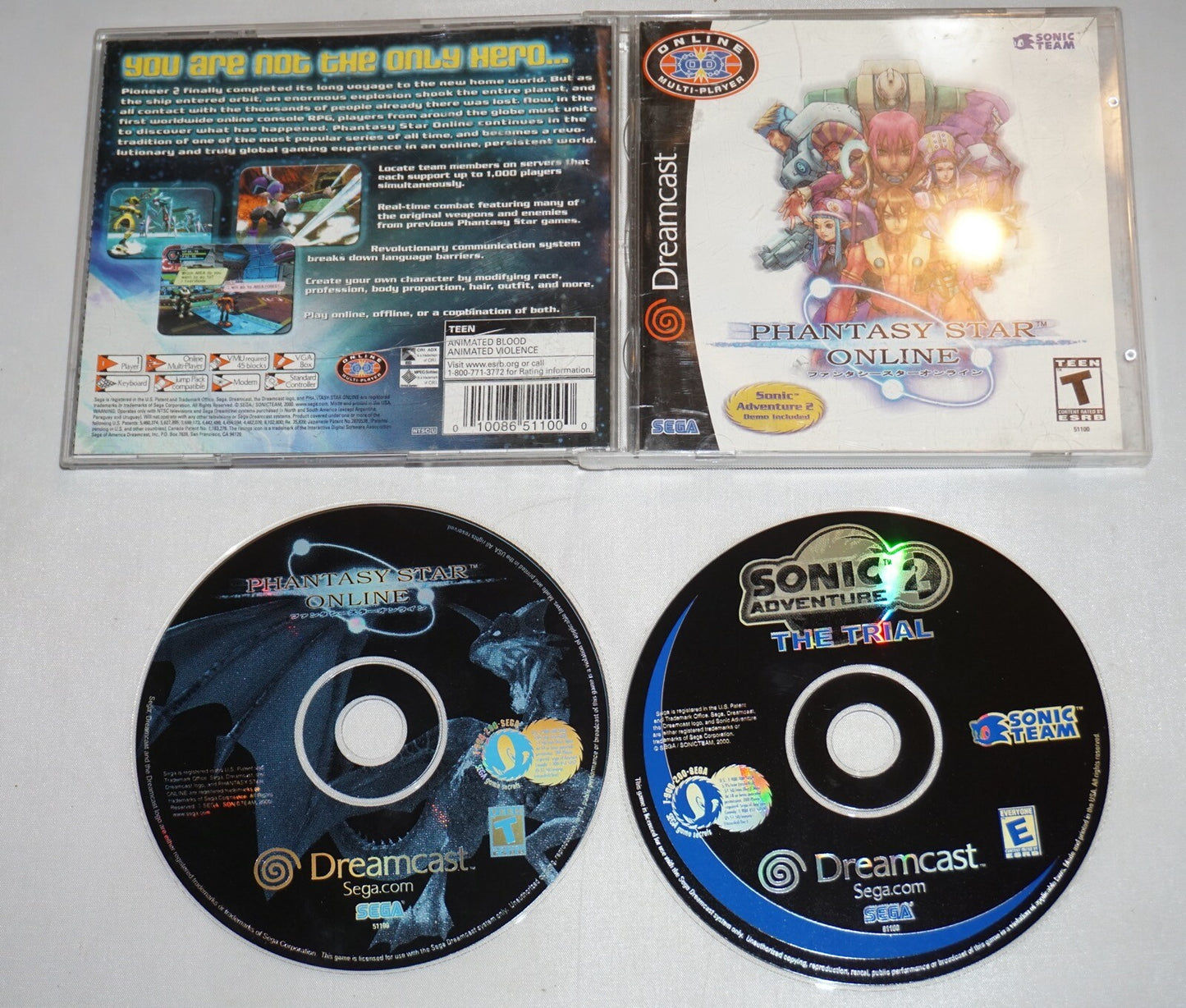 Phantasy Star Online (Sega Dreamcast) Complete w/ Sonic Trial Tested