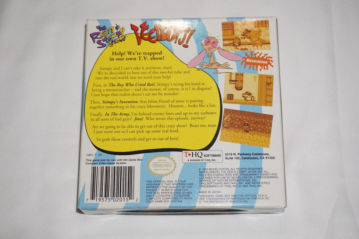 Ren & Stimpy Veediots (Nintendo Game Boy Gameboy) Complete in Box w/ Poster CIB